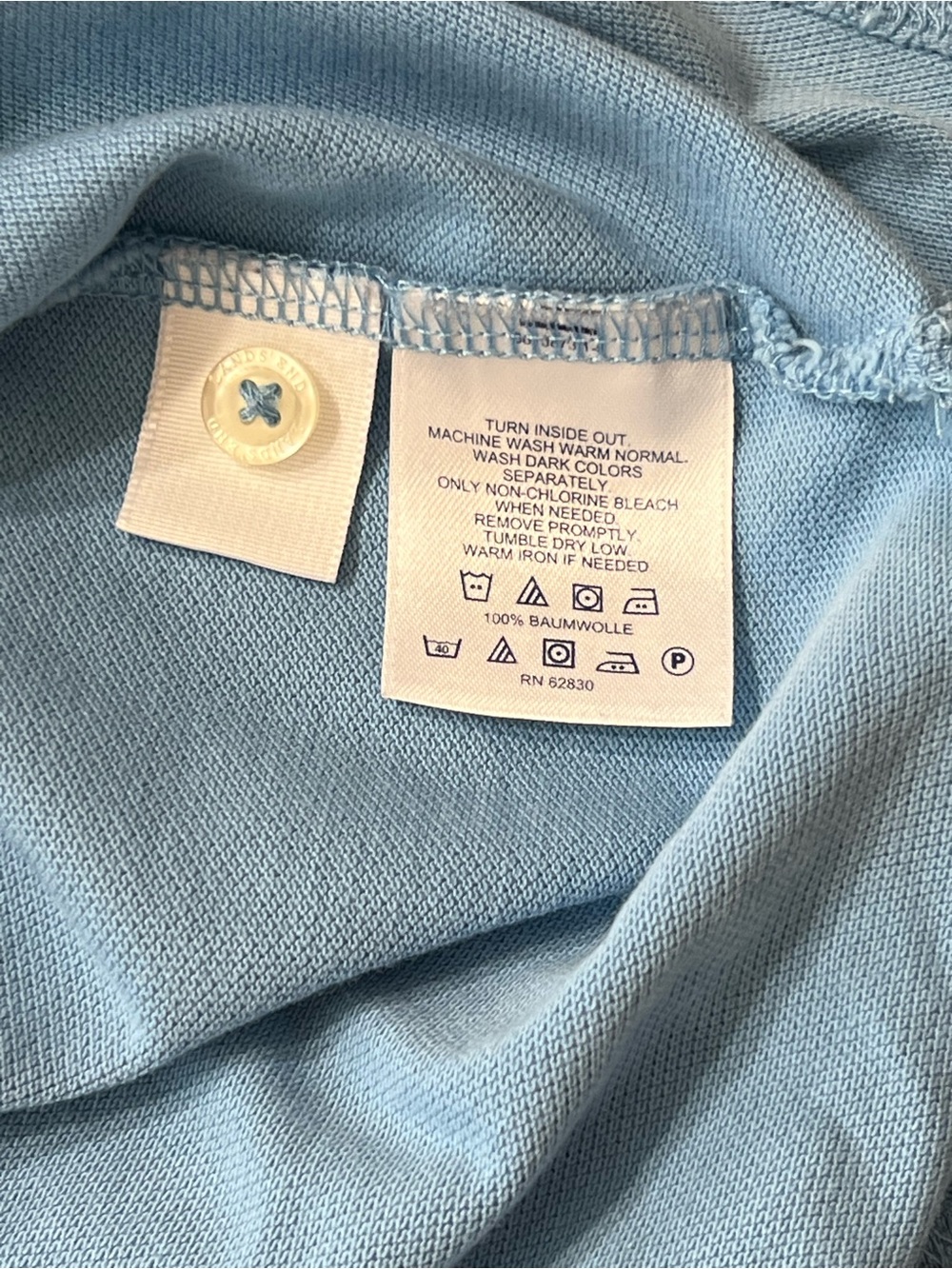 Lands End Mens Polo Pale Blue Short Sleeve Cotton Pique Casual Classic Size Lg - Picture 5 of 7